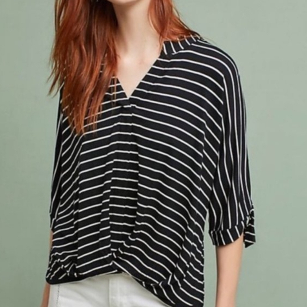 Akemi + Kin Anthropologie Women's Size L Black & White Striped Top